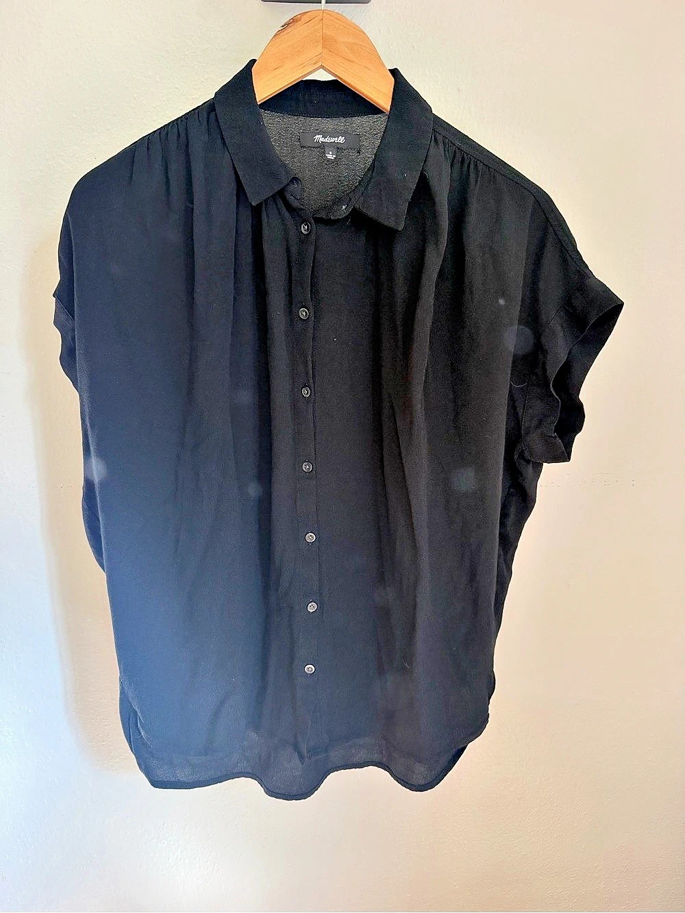 Madewell Short Sleeve Button Down in Black Size Small